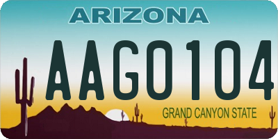 AZ license plate AAG0104