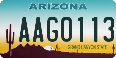 AZ license plate AAG0113