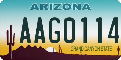 AZ license plate AAG0114