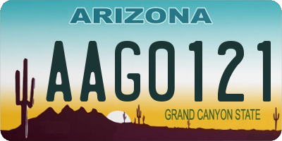 AZ license plate AAG0121