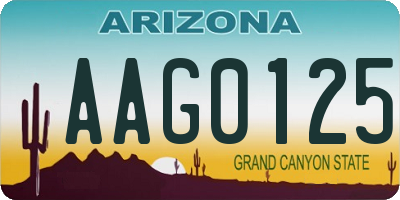 AZ license plate AAG0125