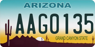 AZ license plate AAG0135