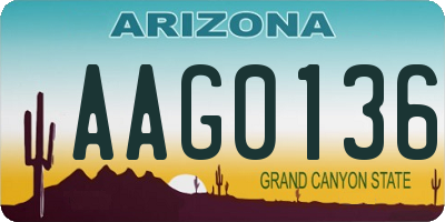 AZ license plate AAG0136