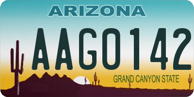 AZ license plate AAG0142