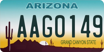 AZ license plate AAG0149