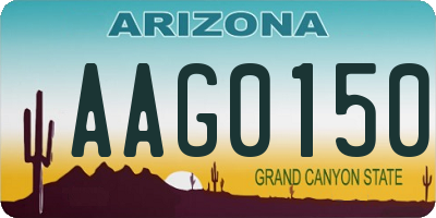 AZ license plate AAG0150