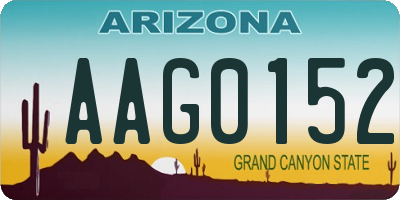 AZ license plate AAG0152