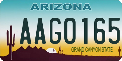 AZ license plate AAG0165