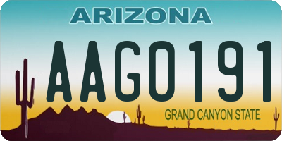 AZ license plate AAG0191