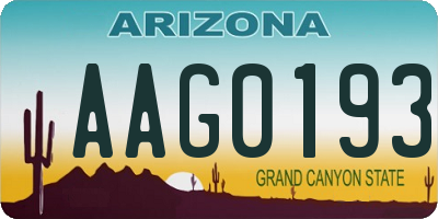 AZ license plate AAG0193
