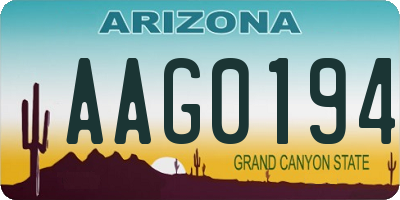 AZ license plate AAG0194