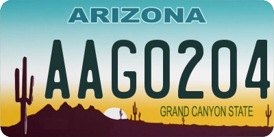 AZ license plate AAG0204