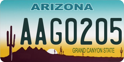 AZ license plate AAG0205