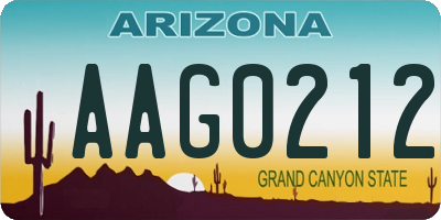 AZ license plate AAG0212