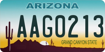 AZ license plate AAG0213