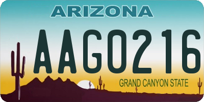 AZ license plate AAG0216