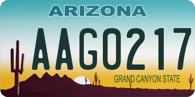AZ license plate AAG0217
