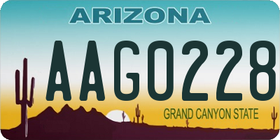 AZ license plate AAG0228