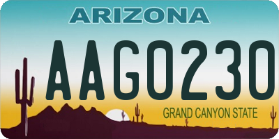 AZ license plate AAG0230