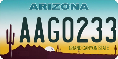 AZ license plate AAG0233