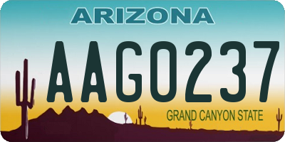 AZ license plate AAG0237