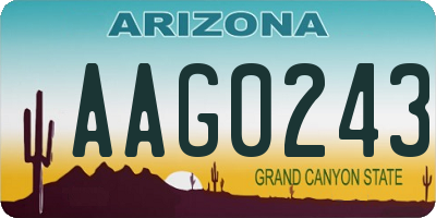 AZ license plate AAG0243