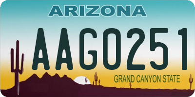 AZ license plate AAG0251