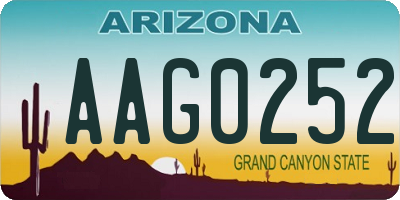 AZ license plate AAG0252