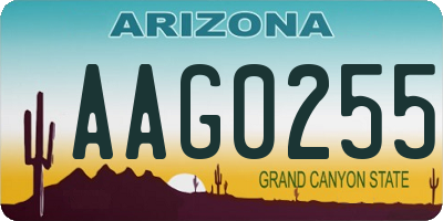 AZ license plate AAG0255