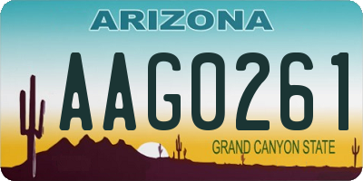 AZ license plate AAG0261