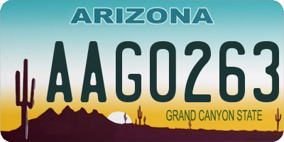 AZ license plate AAG0263