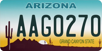 AZ license plate AAG0270