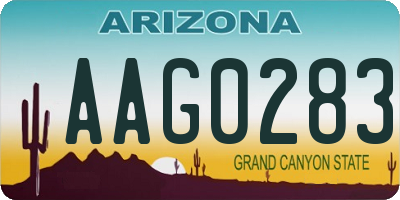 AZ license plate AAG0283