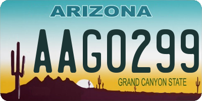 AZ license plate AAG0299