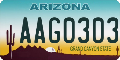 AZ license plate AAG0303