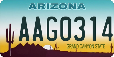 AZ license plate AAG0314