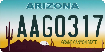 AZ license plate AAG0317
