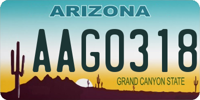 AZ license plate AAG0318