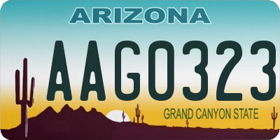 AZ license plate AAG0323