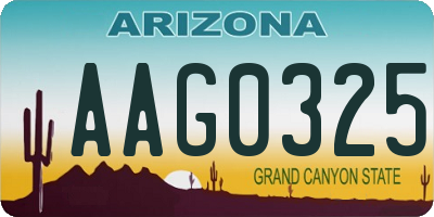 AZ license plate AAG0325