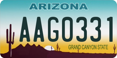 AZ license plate AAG0331