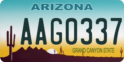 AZ license plate AAG0337