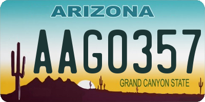 AZ license plate AAG0357
