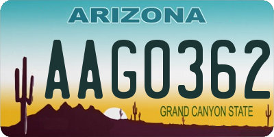 AZ license plate AAG0362