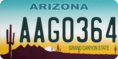 AZ license plate AAG0364