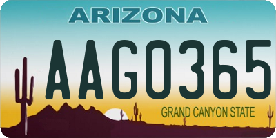 AZ license plate AAG0365