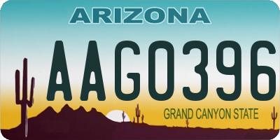 AZ license plate AAG0396