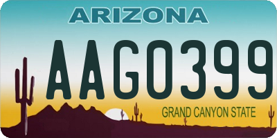 AZ license plate AAG0399