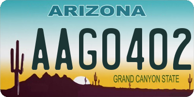 AZ license plate AAG0402
