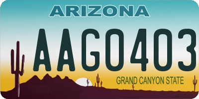 AZ license plate AAG0403